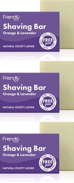Friendly Soap - Shaving Bar - Orange & Lavender (95g) - Pack of 3