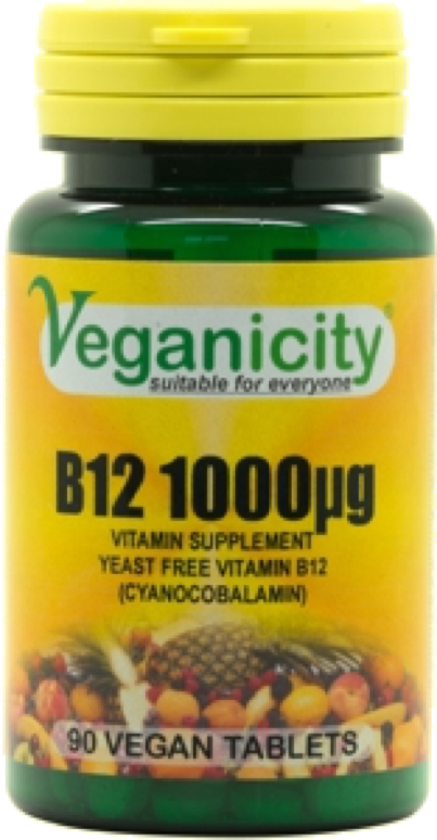 Veganicity - Vitamin B12 1000µg (90 V Tabs) Maximum Strength - sometimes lacking in the vegan diet